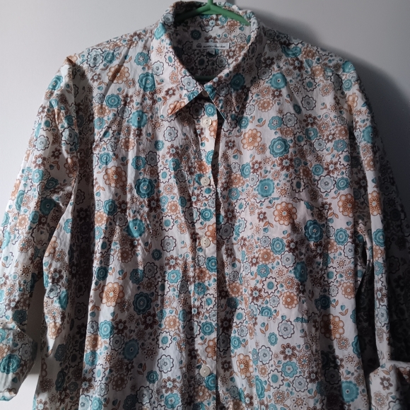 LIBERTY ART FABRICS x Tilley Muted Blues + Taupes Floral Cotton Shirt 3XL - Picture 3 of 5